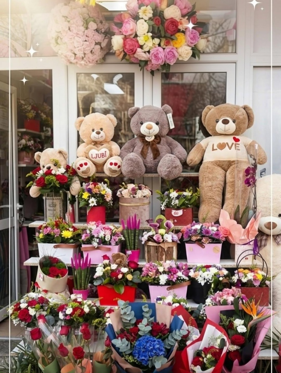 Enterijer cvjećare Anturijum u Podgorici — buketi i flower boxovi